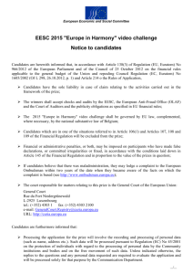 Notice to candidates - EESC European Economic and Social