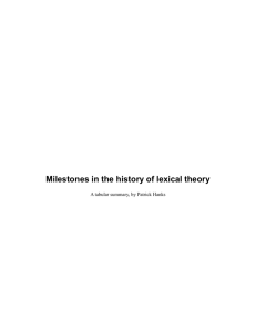 Milestones in the history of lexical theory