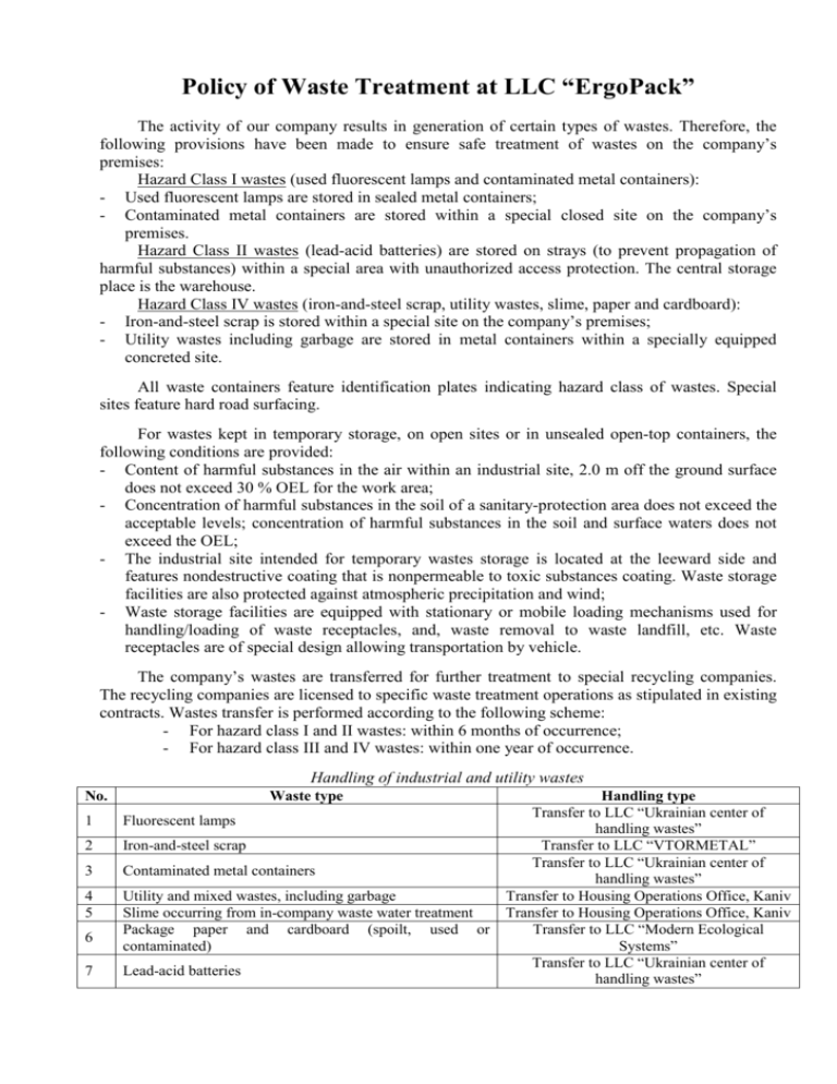 Waste Treatment Examples