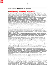 1 Earth Science: Meteorology and climatology Atmospheric