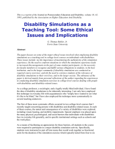 Disability Simulations As A Teaching Tool: Some Ethical