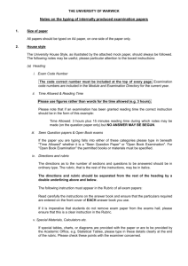 Template and guidance for writing University of Warwick exam papers