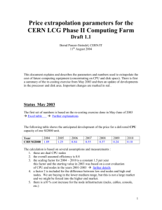 Price extrapolation parameters for the CERN LCG Phase II