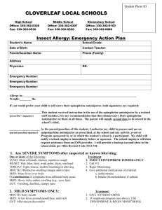 Insect Allergy Action Plan
