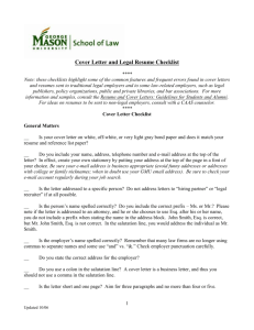 Cover Letter Checklist - George Mason University School of Law