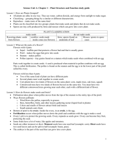 Science Unit A: Chapter 1 – Plant Structure and