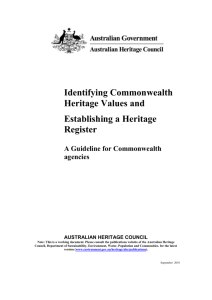 Identifying Commonwealth Heritage Values and