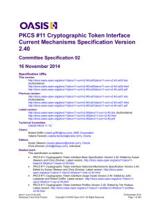 PKCS #11 Cryptographic Token Interface Current Mechanisms