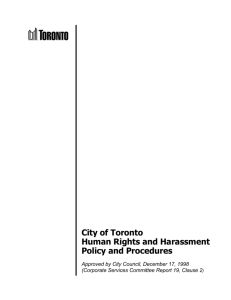 City of Toronto Human Rights and Harassment Policy