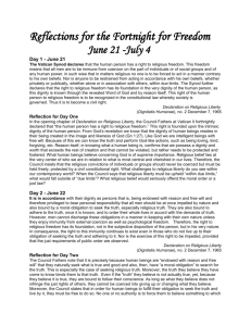 Reflections for the Fortnight for Freedom