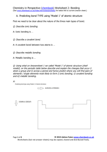 Revision worksheet 2 - A LEVEL CHEMISTRY IN PERSPECTIVE at