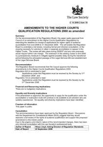 Amendments to Higher Courts Qualification Regulations 2000 as