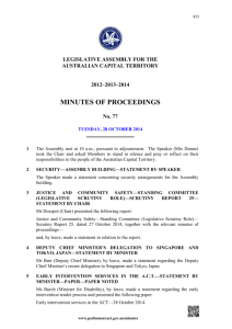 No. 77—28 October 2014 - ACT Legislative Assembly