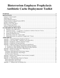 Bioterrorism Prophylaxis Cache Deployment Protocol, Pharmacy