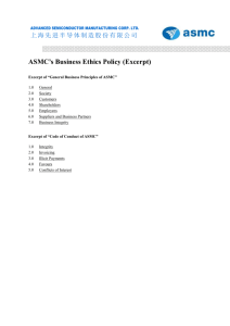 Appendix I ASMC`s Business Ethics Policy (Excerpt)