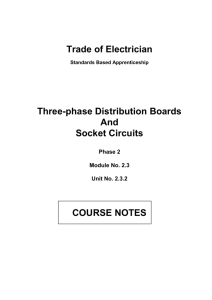 Three Phase Distribution Boards and Socket Circuits
