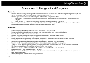 Year 11 Biology A Local Ecosystem