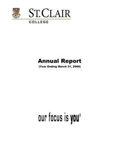 OUTLINE FOR 2004 – 2005 ANNUAL REPORT