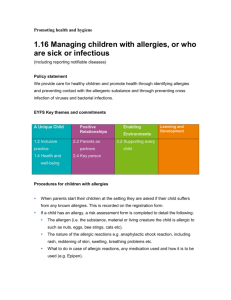 1.16 Managing children with allergies, or who are sick or infectious