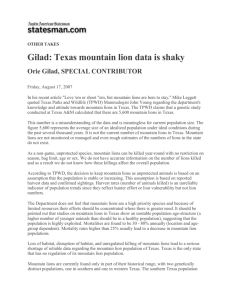 Gilad: Texas mountain lion data is shaky.