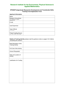 Application to EPSAM Postgraduate Research