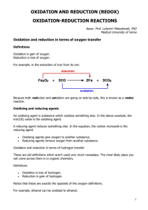 OXIDATION AND REDUCTION (REDOX)
