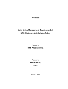 Proposal for Joint Union-Management Development of MTS