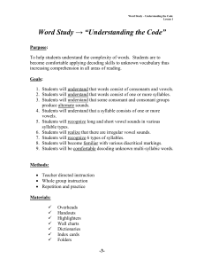 2: Word Study &rarr; &ldquo;Understanding the Code&rdquo;