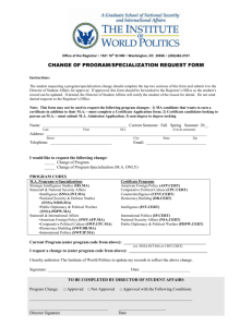 Change of Program Request Form - The Institute of World Politics