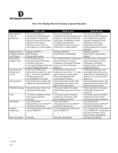 Three-Tier Reading Plan for Elementary Special Education
