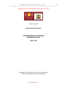 Broadcast Receiving (Apparatus) Act (Cap 224)