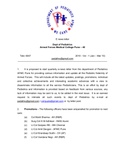 E news letter Dept of Pediatrics Armed Forces Medical College