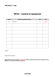 MP10 Control of Equipment