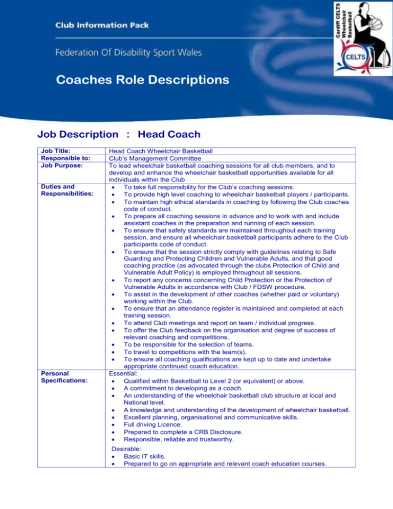 Coaching and Leadership CELTS Wheelchair Basketball Club