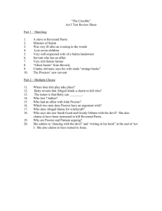 The Crucible Act I Test Review Sheet