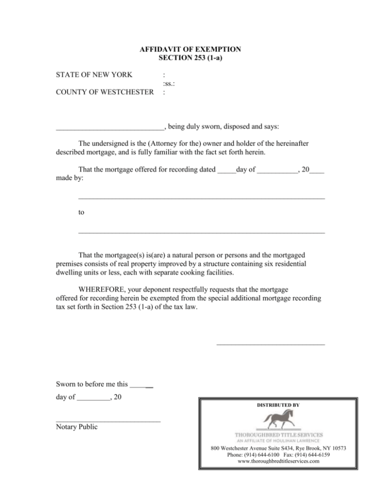 253 Affidavit For Tax Exemption