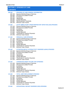 Episodes of Care Section II