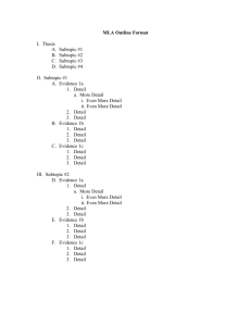 MLA Outline Format - Rushhonorsenglish