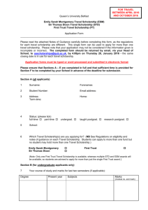 University Travel Scholarships Application Form