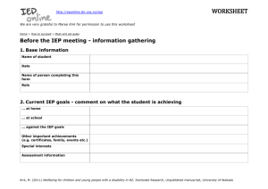 IEP information gathering worksheet