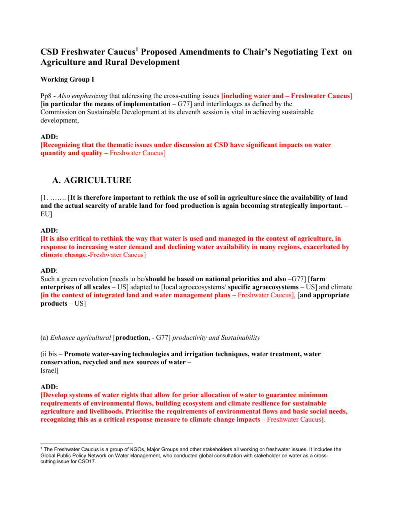 Csd Freshwater Caucus 1 Proposed Amendments To Chair S