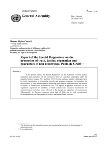 Report of the Special Rapporteur on the promotion of truth, justice