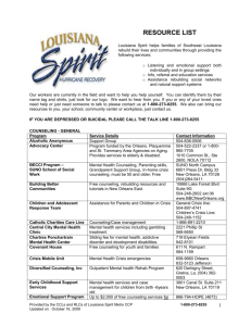 Louisiana Spirit`s Resource Help Sheet