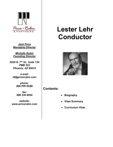Lester Lehr BIOGRAPHY Lester E. Lehr graduated from Sacramento