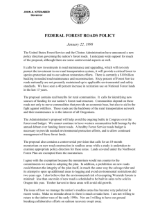 Federal Forest Roads Policy - Oregon State Archives Website Archives