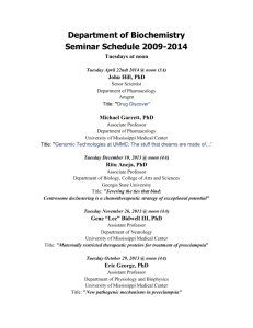 Department of Biochemistry Seminar Schedule 2009