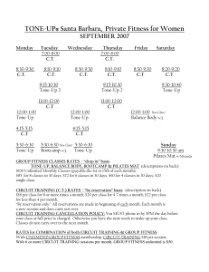 TONE-UP Santa Barbara Schedule – Effective FEBRUARY 2001