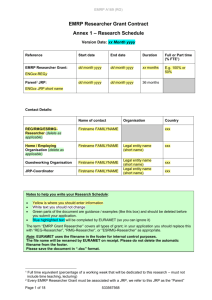 EMRP Researcher Grant - Research Schedule