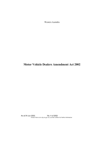 Motor Vehicle Dealers Amendment Act 2002