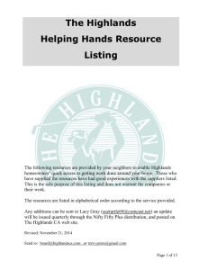 Highlands – Helping Hands Resource Listing